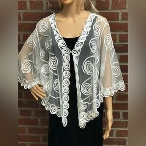 Vintage sleeved Cape W/Sheer Swirl Design